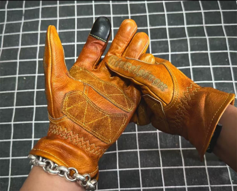 Horse Riding Glove - Handmade Genuine Leather Retro Motorcycle Gloves